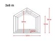 LÁNGÁLLÓ PARTISÁTOR / RENDEZVÉNYSÁTOR PRO Ultra 3 x 6 x 2 m PVC ponyva, fehér, padlókerettel