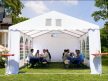 LÁNGÁLLÓ PARTISÁTOR / RENDEZVÉNYSÁTOR PRO Ultra  3 x 12 x 2,6 m PVC ponyva, fehér, padlókerettel