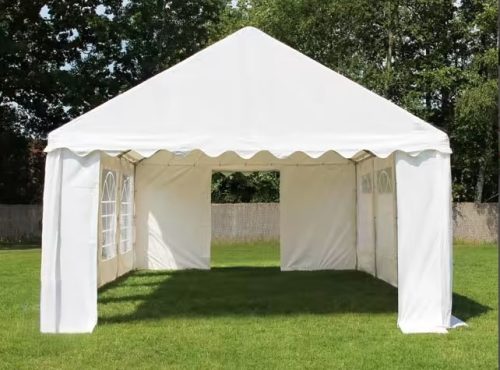 LÁNGÁLLÓ PARTISÁTOR / RENDEZVÉNYSÁTOR PRO Ultra  4 x 16 x 2,6 m PVC ponyva, fehér, padlókerettel