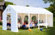 LÁNGÁLLÓ PARTISÁTOR / RENDEZVÉNYSÁTOR PRO Ultra 4 x 14 x 2,6 m PVC ponyva, fehér, padlókerettel