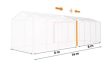LÁNGÁLLÓ PARTISÁTOR / RENDEZVÉNYSÁTOR PRO Ultra 4 x 14 x 2,6 m PVC ponyva, fehér, padlókerettel
