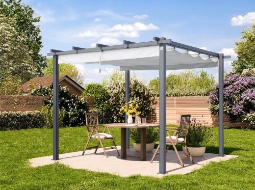 3x3m Classic Pergola, gyöngyházszürke, napvitorla, stone