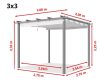 3x3m Classic Pergola, fa hatású, napvitorla, pezsgő szín