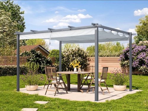 3x4m Classic Pergola, gyöngyházszürke, napvitorla, stone
