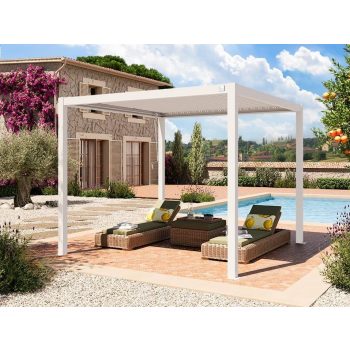 3x3m Premium Pergola, lamellás tetővel, fehér