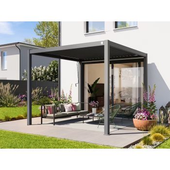 3x4m Premium Pergola, lamellás tetővel, gyöngyházszürke