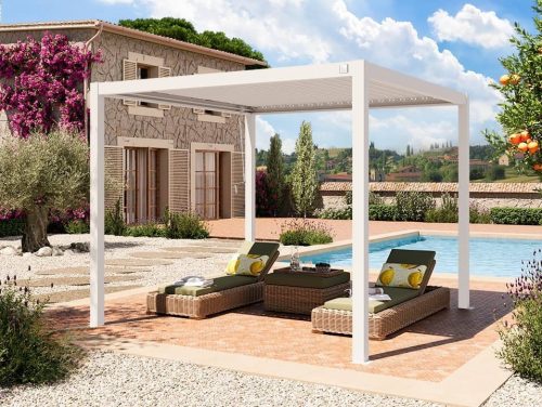 3x4m Premium Pergola, lamellás tetővel, fehér