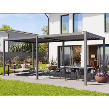 3x6m Premium Pergola, lamellás tetővel, gyöngyházszürke