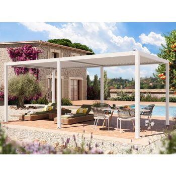 3x6m Premium Pergola, lamellás tetővel, fehér