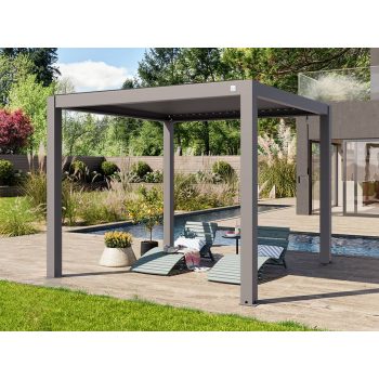 3x3m Deluxe Pergola, lamellás tetővel, gyöngyházszürke