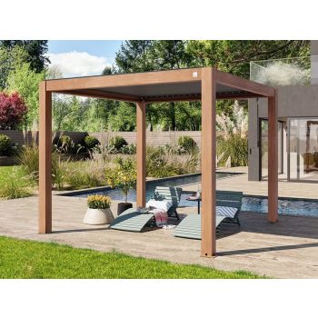 3x3m Deluxe Pergola, lamellás tetővel, tölgyfa kinézet