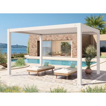 3x4m Deluxe Pergola, lamellás tetővel, fehér