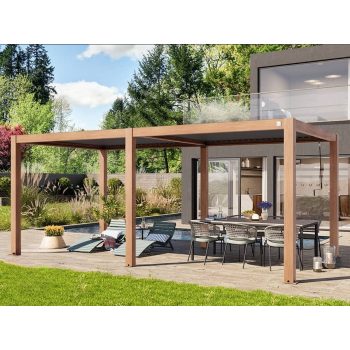 3x6m Deluxe Pergola, lamellás tetővel, tölgyfa kinézet