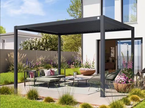 3x4m Premium Pergola, lamellás tetővel, antracit