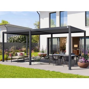 3x6m Pergola, lamellás tetővel, antracit