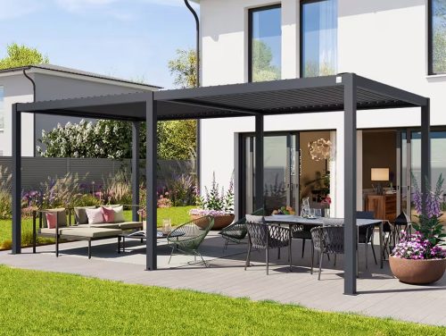 3x6m Pergola, lamellás tetővel, antracit