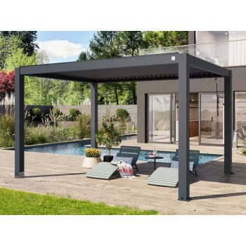 3x4m Deluxe Pergola, lamellás tetővel, antracit