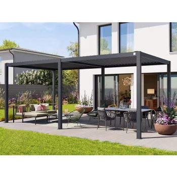3x6m Deluxe Pergola, lamellás tetővel, antracit