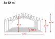 LÁNGÁLLÓ PARTISÁTOR / RENDEZVÉNYSÁTOR PRO Ultra 8 x 12 x 2,6 m PVC ponyva, fehér, padlókerettel