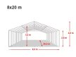 LÁNGÁLLÓ PARTISÁTOR / RENDEZVÉNYSÁTOR PRO Ultra 8 x 20 x 2,6 m PVC ponyva, fehér, padlókerettel