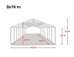 LÁNGÁLLÓ PARTISÁTOR / RENDEZVÉNYSÁTOR PRO Ultra 8 x 16 x 2 m PVC ponyva, fehér, padlókerettel