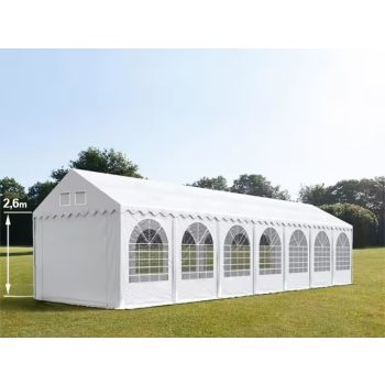   LÁNGÁLLÓ PARTISÁTOR / RENDEZVÉNYSÁTOR PRO Ultra 6 x 22 x 2,6 m PVC ponyva, fehér, padlókerettel