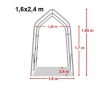 GARÁZSSÁTOR PROFESSIONAL 1,6 x 2,4 m, PVC ponyva, szürke, statikai megerősítés nélkül