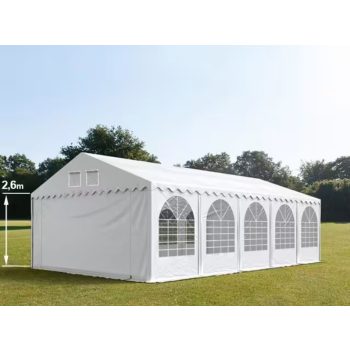   LÁNGÁLLÓ PARTISÁTOR / RENDEZVÉNYSÁTOR PRO Ultra 6 x 10 x 2,6 m PVC ponyva, fehér, padlókerettel