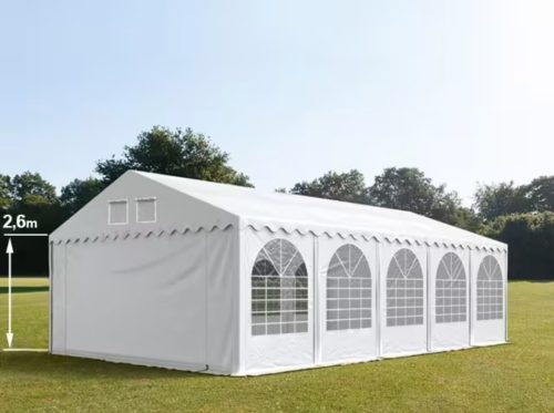 LÁNGÁLLÓ PARTISÁTOR / RENDEZVÉNYSÁTOR PRO Ultra 6 x 10 x 2,6 m PVC ponyva, fehér, padlókerettel