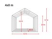 LÁNGÁLLÓ PARTISÁTOR / RENDEZVÉNYSÁTOR PRO Ultra 4 x 8 x 2,6 m PVC ponyva, fehér, padlókerettel