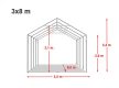LÁNGÁLLÓ PARTISÁTOR / RENDEZVÉNYSÁTOR PRO Ultra 3 x 8 x 2,6 m LÁNGÁLLÓ PVC ponyva, fehér, padlókerettel