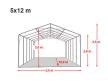 LÁNGÁLLÓ PARTISÁTOR / RENDEZVÉNYSÁTOR PRO Ultra 5 x 12 x 2,6 m PVC ponyva, fehér, padlókerettel