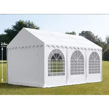   LÁNGÁLLÓ PARTISÁTOR / RENDEZVÉNYSÁTOR PRO Ultra 4 x 6 x 2,6 m, PVC ponyva, fehér, padlókerettel