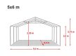 LÁNGÁLLÓ PARTISÁTOR / RENDEZVÉNYSÁTOR PRO Ultra 5 x 6 x 2 m PVC ponyva, fehér, padlókerettel