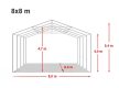 PROFESSIONAL 8x8m, PVC ponyva, szürke, padlókerettel, statikai megerősítés nélkül