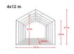 LÁNGÁLLÓ PARTISÁTOR / RENDEZVÉNYSÁTOR PRO Ultra 4 x 12 x 2,6 m PVC ponyva, fehér, padlókerettel