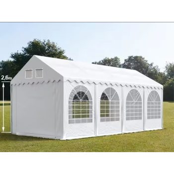   LÁNGÁLLÓ PARTISÁTOR / RENDEZVÉNYSÁTOR PRO Ultra 6 x 12 x 2,6 m PVC ponyva, fehér, padlókerettel