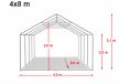 PARTI SÁTOR, 4X8M, PVC PONYVA, SZÜRKE-FEHÉR, PADLÓKERETTEL PRO ULTRA
