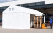 IPARI SÁTOR 4x8x2,6m, PVC PONYVA, SZÜRKE, PADLÓKERETTEL