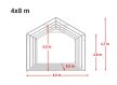 IPARI SÁTOR 4x8x2,6m, PVC PONYVA, SZÜRKE, PADLÓKERETTEL