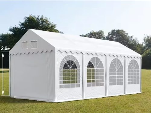 LÁNGÁLLÓ PARTISÁTOR / RENDEZVÉNYSÁTOR PRO Ultra 5 x 8 x 2,6 m PVC ponyva, fehér, padlókerettel