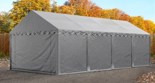 IPARI SÁTOR, 4X8 M, PVC PONYVA, SZÜRKE, PADLÓKERETTEL PROFESSIONAL